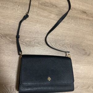 Tory burch black leather crossbody bag